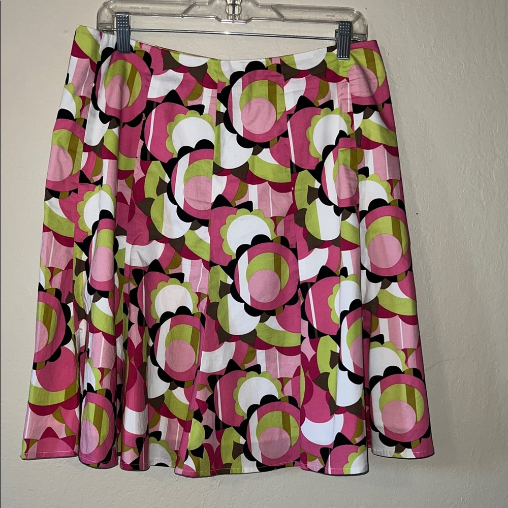 Focus 2000 Pink and Green Floral Skater Skirt size12 Petite